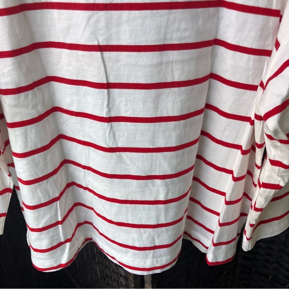 Old Navy Nautical White and Red Striped 100% Cotton Shirt Top Sz Large Tall - Picture 10 of 15